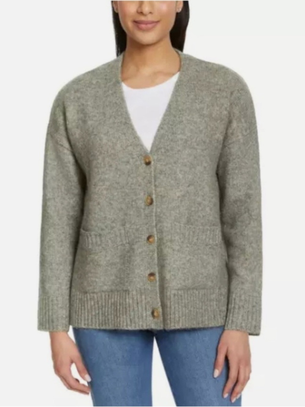Ella Moss Button Up Green Sweater Cardigan Size S